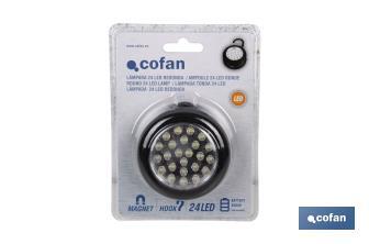 LAMPADA TONDA 24 LED, MAGNETE /GANCIO - Cofan