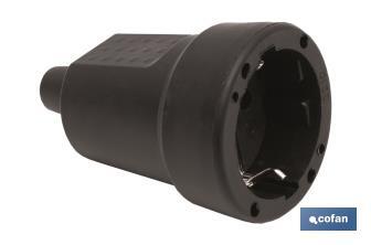 Base enchufe aérea Plug de goma | 16 A - 250 V | Color Negro - Cofan