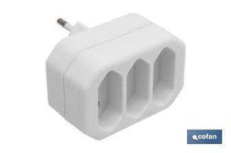 Adaptador Triplo 2P | 3 vias frontais | 10 A - 250 V - Cofan