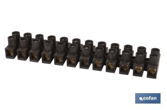 Terminal strip connector | 12-way terminals for cable of various sizes | Black - Cofan