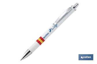 Bolígrafo blanco con bandera de España - Cofan