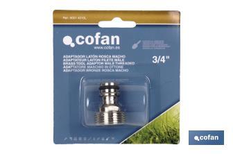 Adaptateur en laiton avec filetage mâle 3/4 de pouce | Convient pour tuyau | Idéal pour le jardinage - Cofan