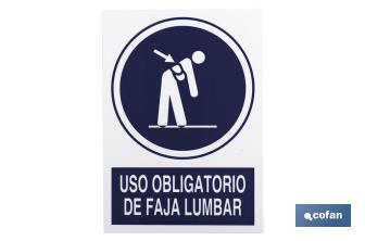 Obrigatório cinta lombar. O desenho do sinal pode variar, mas em nenhum caso o seu significado será alterado. - Cofan