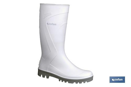 Bota de Agua | Alta | Fabricada en PVC | Color Blanco | Suela  Antideslizante y Resistente a la Abrasión | Cofan