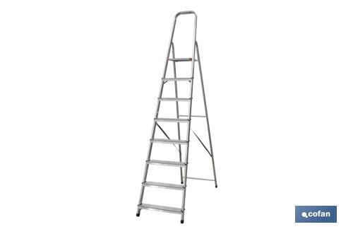 Scala Alluminio Professionale 8 Gradini - Portata 150kg, Vano Portaoggetti, Certificata EN131 - Foto 3