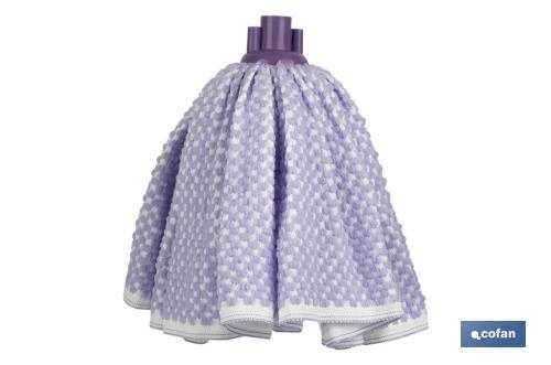 Fregona de Suelo | 100 % Microfibra | Blanca y morada | Cofan
