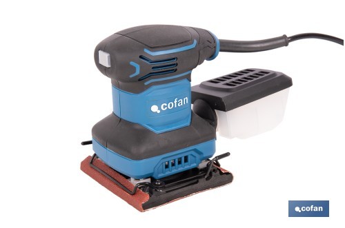 Lijadora Orbital Cofan 200W | Velocidad 14000 Rpm, Base Velcro 114x140 Mm | Con Caja De Polvo