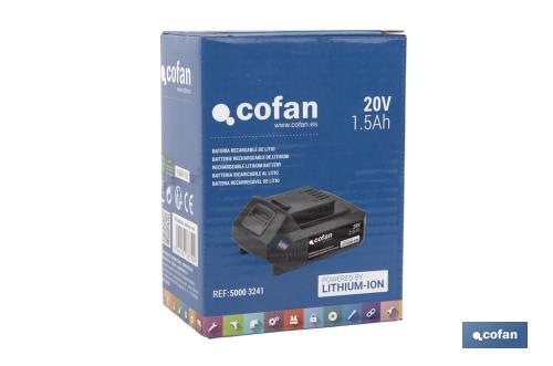 Batería Li-Ion 2.0Ah Para Herramientas Batería Recargable Cofan 20V 2.0 Ah Li-Ion - Para Herramientas Cofan Sistema 1 For-All, Con Indicador De Carga Batería Protección Sobretensión
