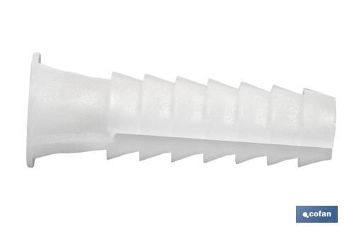 Taco tornillo nylon 6mm blanco - Mercantil Eléctrico