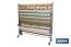 Expositor de hules y manteles horizontal | Material: metal y aluminio | Ruedas incluidas | Capacidad para 22 rollos | Medidas: 1,67 m de ancho x 1,55 m alto x 40 cm de profundidad - Cofan