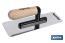 Llana de Acero Inoxidable pulido | Llana Anti quemaduras medidas 240 x 100 x 0,6 mm | Mango de Madera - Cofan