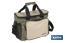 Nevera portátil porta alimentos | Bolsa isotérmica con correa ajustable | Color: verde y beige | Medidas: 35 x 25 x 27,5 cm - Cofan