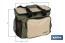 Nevera portátil porta alimentos | Bolsa isotérmica con correa ajustable | Color: verde y beige | Medidas: 35 x 25 x 27,5 cm - Cofan